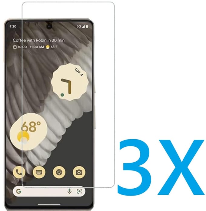 Glasplaatje Geschikt voor: Google Pixel 7 - 3x Screenprotector - screen protector - glas - bescherm - beschermglas