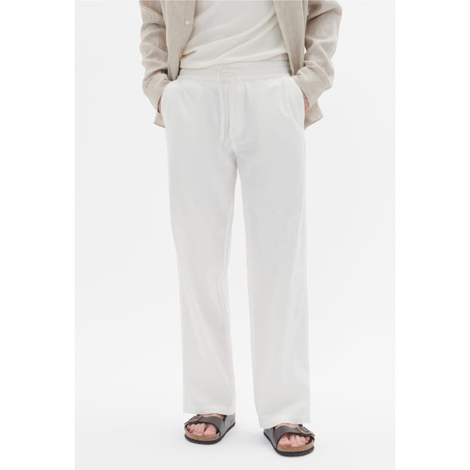 regular fit broek van mix van katoen en linnen model 'barton'