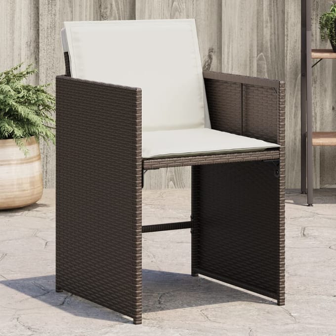 vidaXL - Tuinstoelen - 4 - st - met - kussens - poly - rattan - bruin