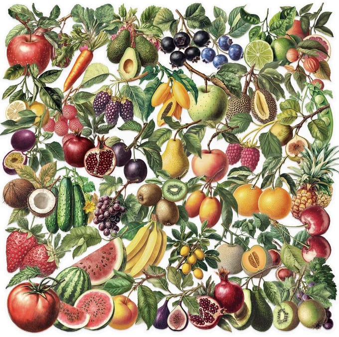 Transparante Stickers Fruit - 50 stuks