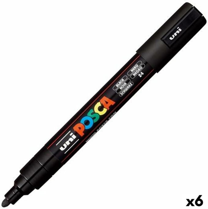 Posca - Verfstift PC5M M zwart | 6 stuks