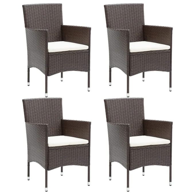 vidaXL - 5-delige - Tuinset - met - kussens - poly - rattan - bruin