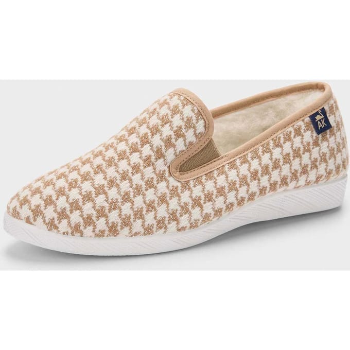 Pantoffels met warme scheerwollen voering - beige / gebroken wit - Gr. 38 van Goldner Fashion