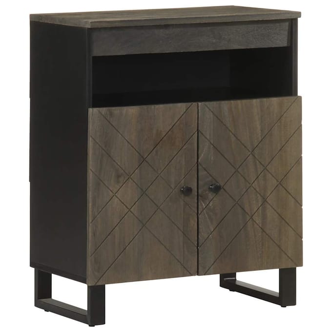 vidaXL - Dressoir - 60x33x75 - cm - massief - mangohout - zwart