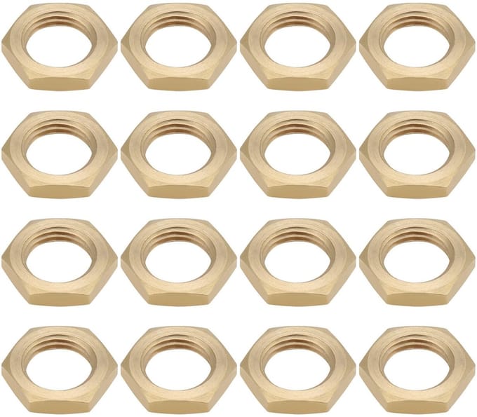 Dailygoods - Zeskantmoer Messing M10 x 1,0 mm voor Gloeilampen 30 Stuks