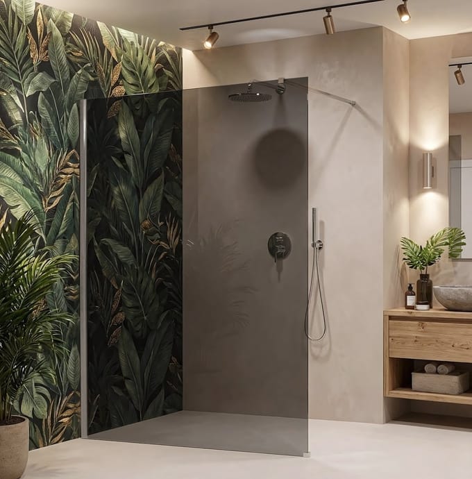 Rea Flexi Grey 130 - Gehard Glas 8 Mm (Grijs) - Douchewand - Chrome120X130X195Cm