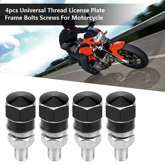 4 stuks Universele Draad Kentekenplaathouder Bouten Schroeven Voor Motorfiets (zwart) zwart