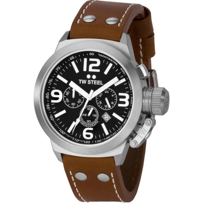 TW Steel Canteen Style TW6R- Horloge - Leer - Bruin - 45 mm