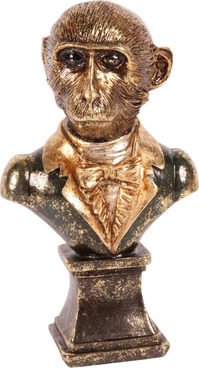 Baroque - Decoratief beeld of figuur - Aap buste resin 25 cm - 25x14x9 - Polyresin