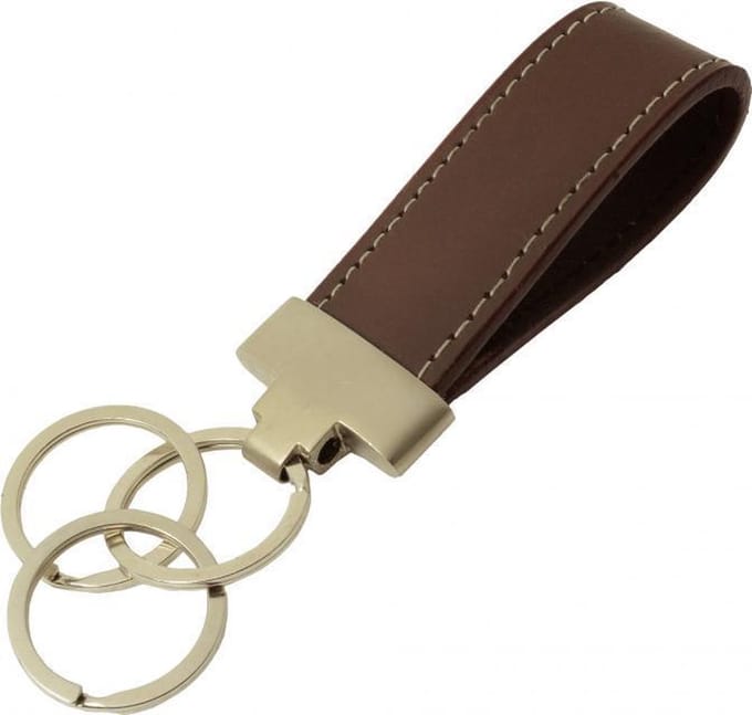 Luxe Lederen Sleutelhanger in Geschenkverpakking - Bruin
