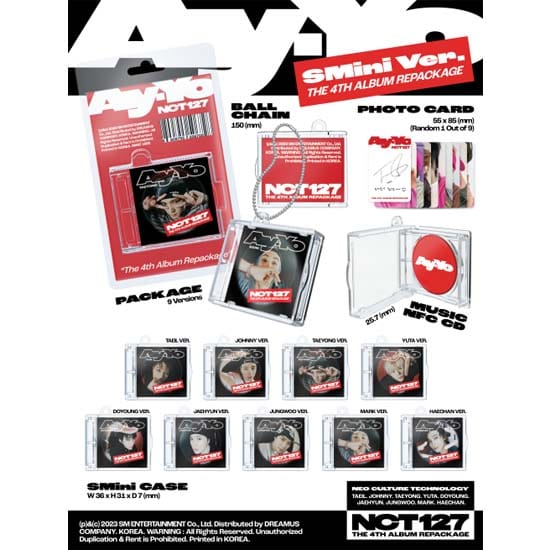 NCT 127 4e album heruitgave 'Ay-Yo(SMini-versie.)' RANDOM gray