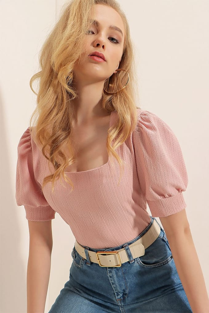 Slim Fit Vierkante Kragen Blouse
