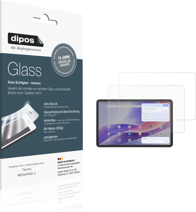 dipos – 2x Matte Pantserfolie geschikt voor Tecno MEGAPAD 2 | 9H Screenprotector