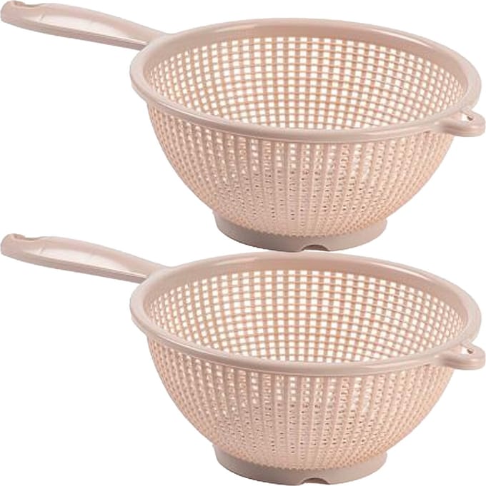 Plasticforte Keuken vergiet/zeef - 2x - kunststof - D24 x H11 cm - beige