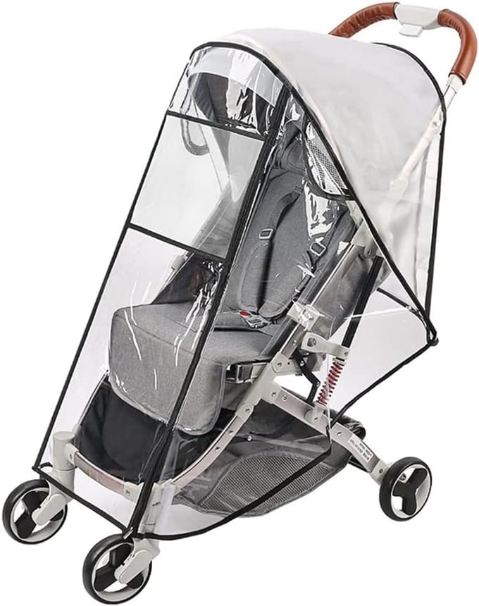 Regenbescherming voor kinderwagen - Waterdicht en transparant - PEVA-kunststof