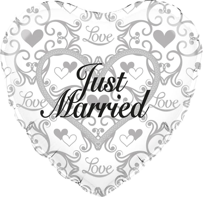 Folieballon - Huwelijk - Just married - 45.7cm- Zonder vulling