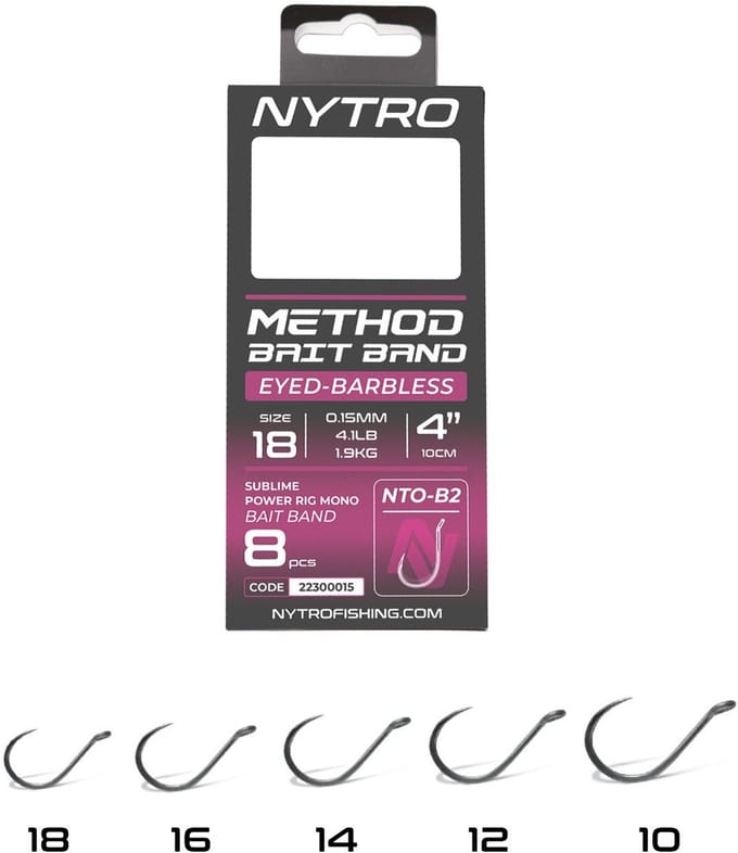 Nytro NTO-B2 Barbless Method Latex Bait Band Rigs – 10 Cm #16 - 0.17mm - 5.2lb