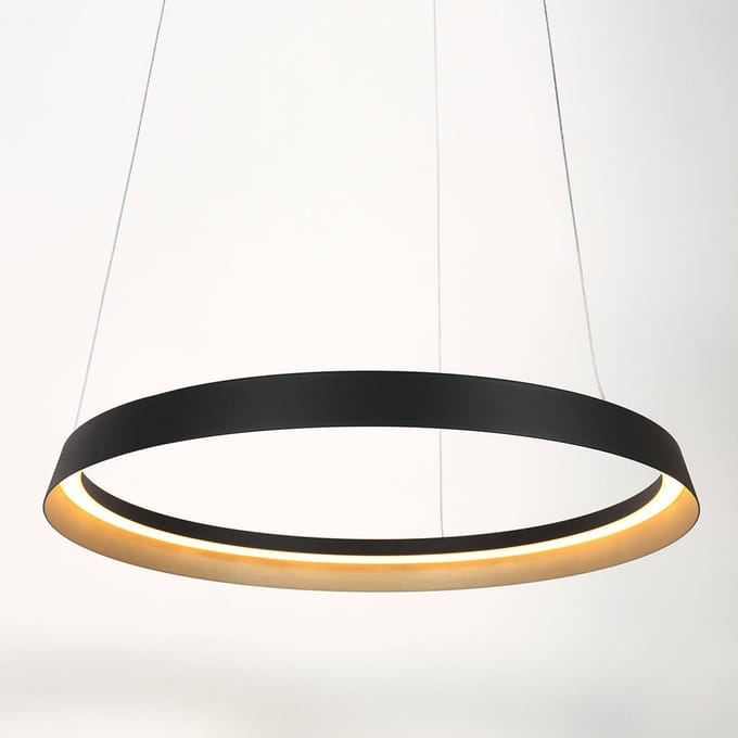 Hanglamp Ringlux 3692ZW Zwart Ø60cm Hoogteverstelbaar LED Metaal Steinhauer