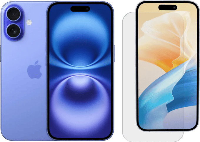 Apple iPhone 16 128GB Blauw + BlueBuilt Screenprotector Glas