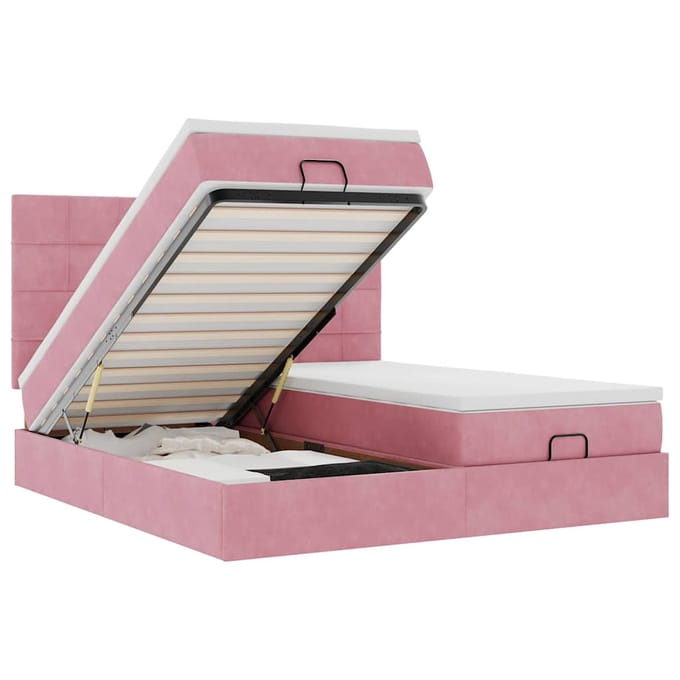 vidaXL - Ottoman - bed - met - matrassen - 180x200cm - fluweel - roze