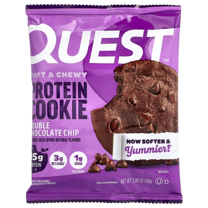 Eiwitkoekje, Dubbele Chocolade Chip, 12 Koekjes, 59G (2.08Oz) Elk