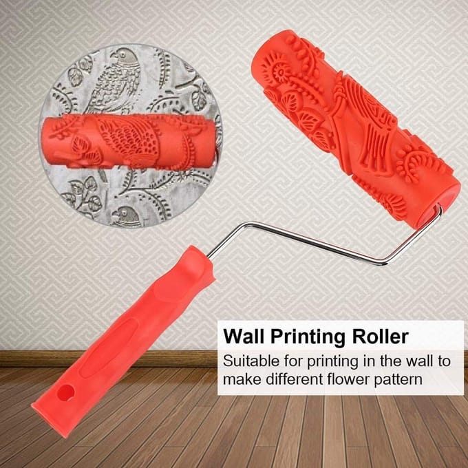 Dailygoods- Verfroller 18 cm - Decoratieve Roller - Rubber - Lichtgewicht - Schilderen - Comfortabele Grip - Duurzaam - Schilderroller