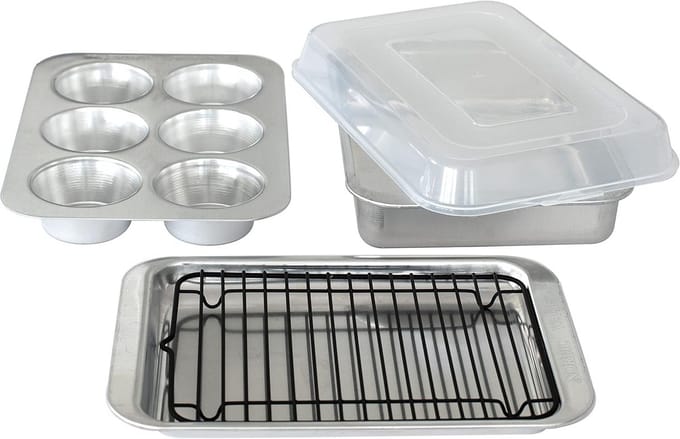 Compacte Aluminium Bakvormen Set - 5 Delig voor Oven en Toasteroven