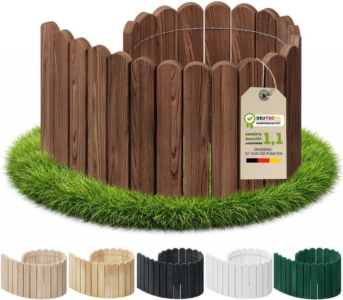 Floranica Flexibele Palissade Borderrand Gazonrand Perkrand 20 x 100 cm Bruin Bloembedrand hout geïmpregneerd