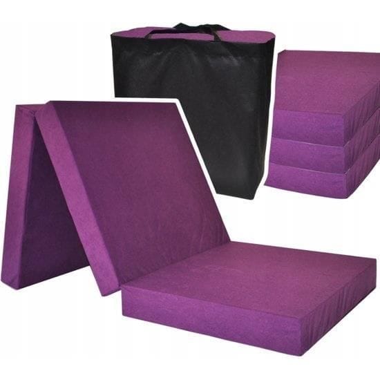 Matelas invité extra épais - Violet - 195 x 80 x 15 cm - Pliable - Anti-allergique - 1 place violet