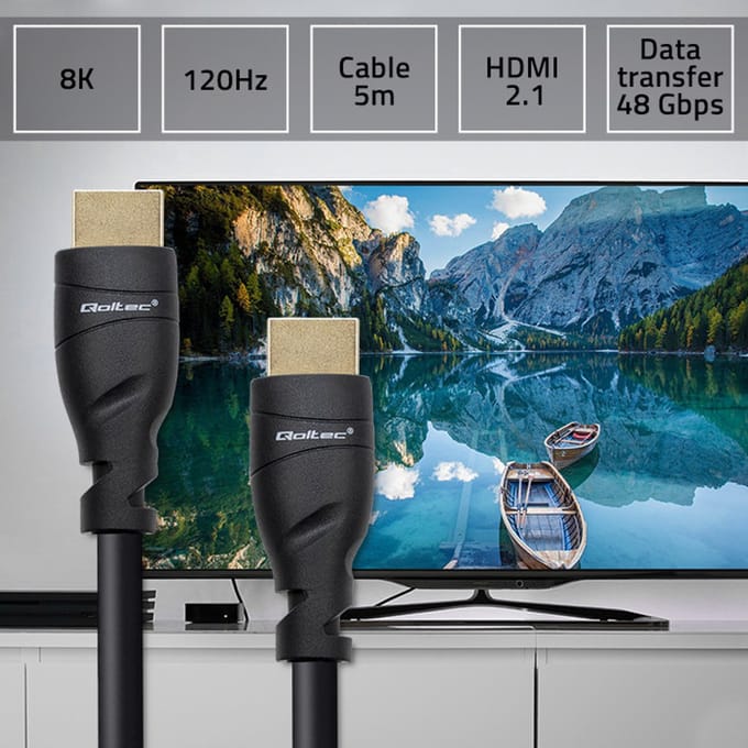 Qoltec HDMI-kabel v2.1 Ultra high speed 8K |   60Hz |   26AWG |   GOUD |   5m