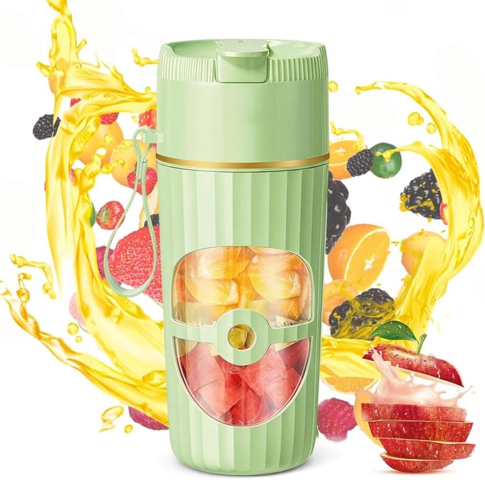 Draagbare blender - Smoothie maker - Verse sappen maken - 10 roestvrijstalen messen - 400 ml - Groen
