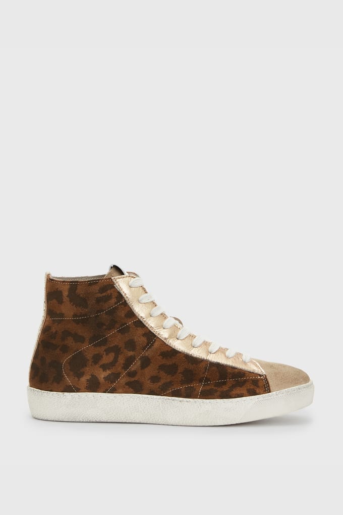 AllSaints Tundy Leopard High T Tan Brown Größe: 37 | Trainers Outlet | Damen | Braun