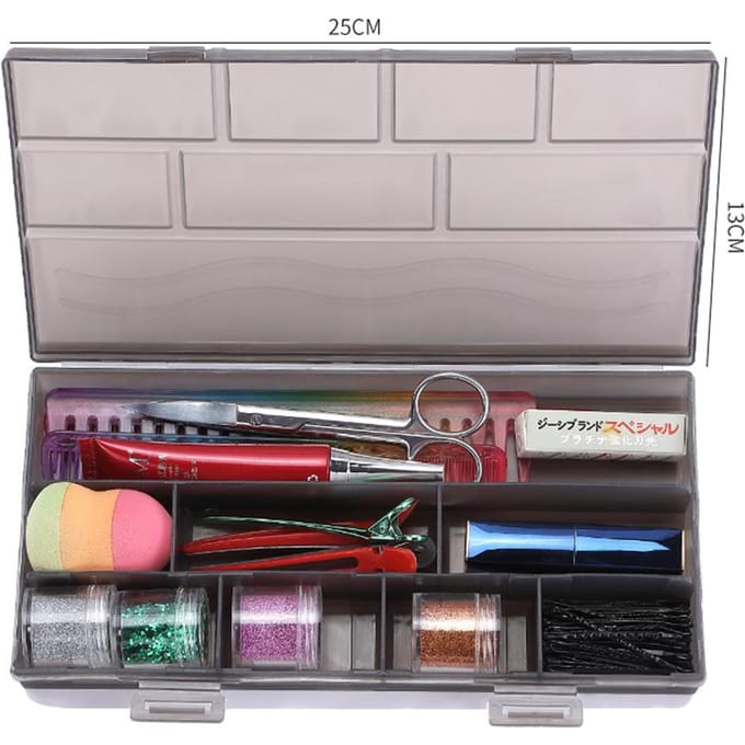 Boîte de rangement pour accessoires de coiffure 8 compartiments, épingles, ciseaux, peigne, épingles à cheveux, conteneur vide pour outils de manucure gris