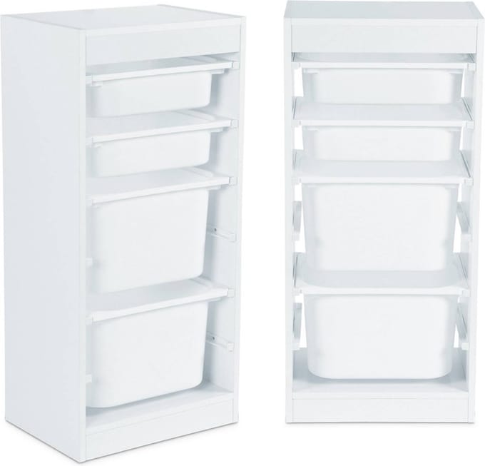 sweeek - Kinder opbergmeubel met 4 opbergbakken, 41,5 x 30 x 89 cm (set van 2)