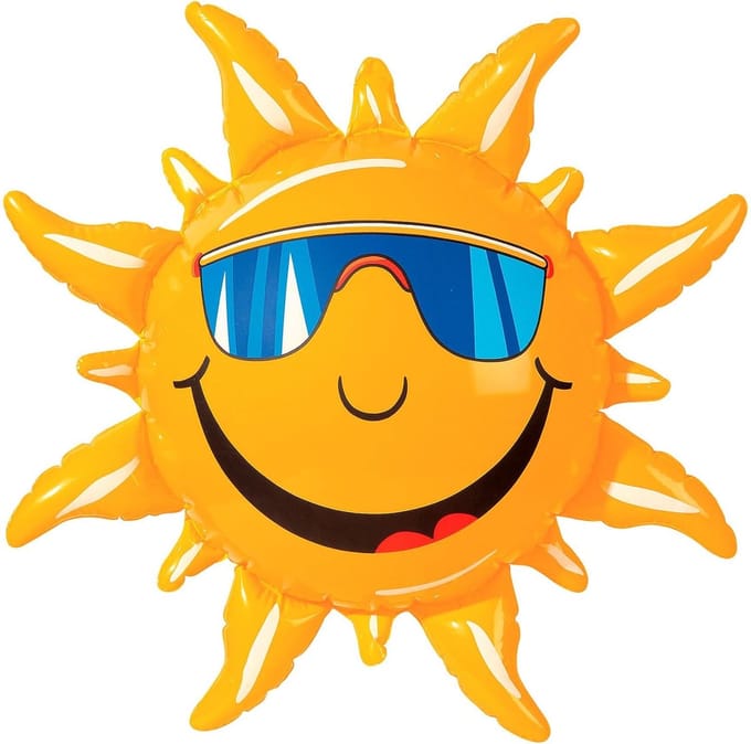 Opblaasbare Zon - Decoratie - Strandfeest - Grappig Gezicht - 60 cm - Geel