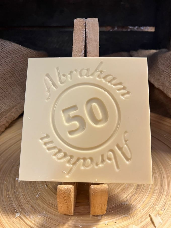 Abraham chocolade 50 jaar - cadeau verjaardag - Smaak Wit