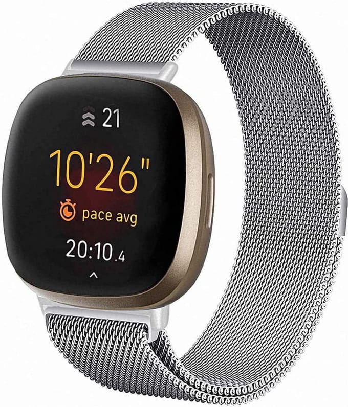 Bandje geschikt voor Fitbit Versa 3 - Zilver Milanese Band