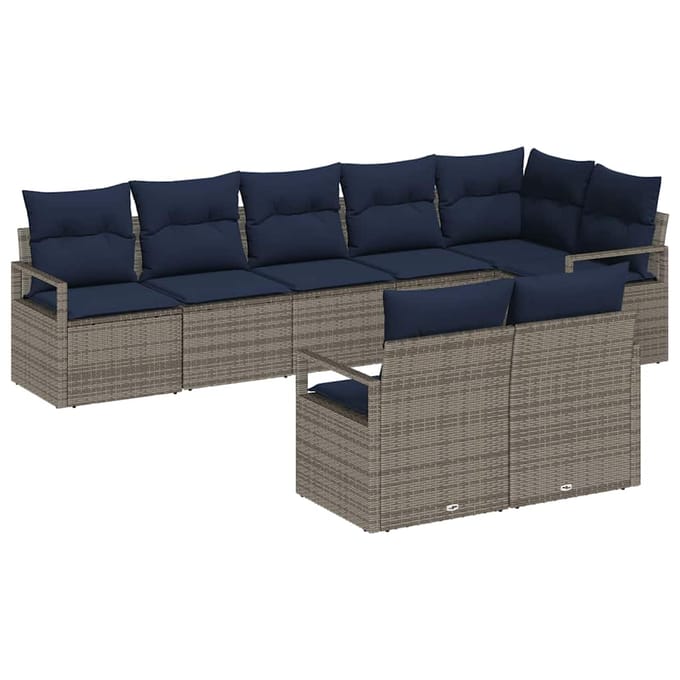 vidaXL Bankstel 8 st Grijs poly rattan