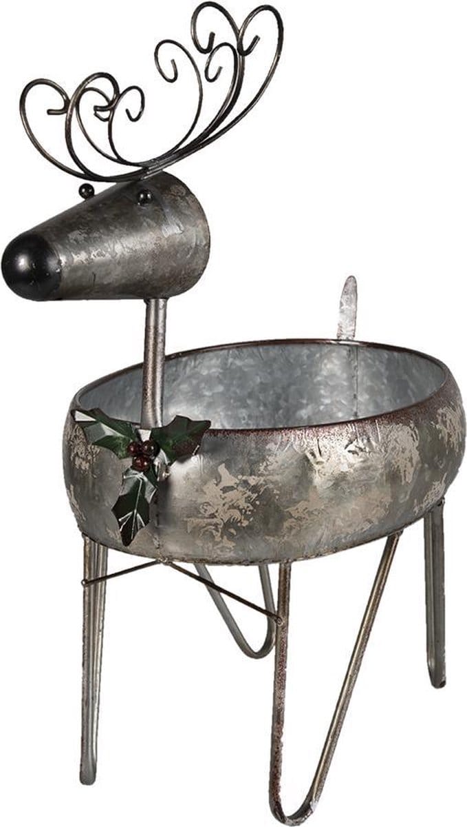 Clayre & Eef Bloempot Rendier 35x28x54 cm Grijs Bruin IJzer