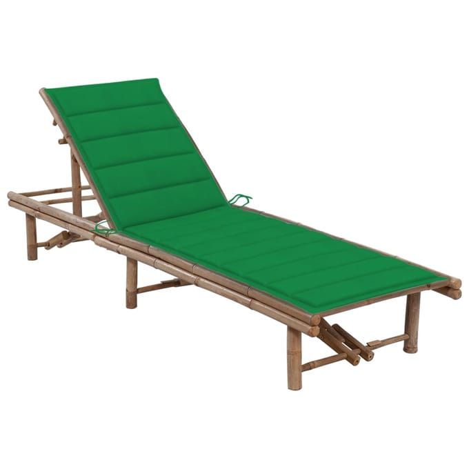 vidaXL - Ligbed - met - kussen - bamboe