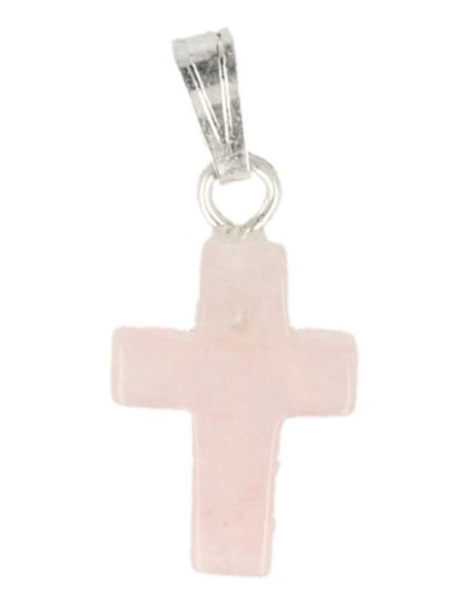 Roze kwarts kruis hanger 14 mm