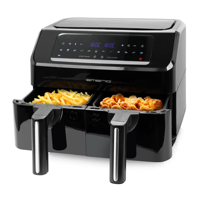 Emerio Dubbele Heteluchtfriteuse 2600W - 2x3.6L - Dual zone - Digitaal display - 50-200ºC - Timer - Sync Function - Zwart AF-130376.1