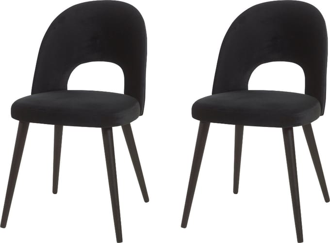 WAYS. – Matstoffen eetkamerstoelen – Zwart – Elegant design - Houten poten – 2 stuks