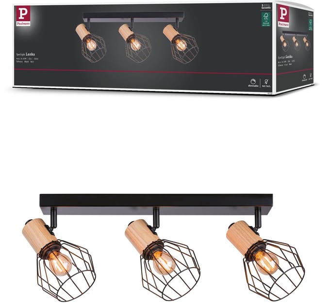 Spotlight Lanka E14 230V max. 3x20W dimbaar Zwart