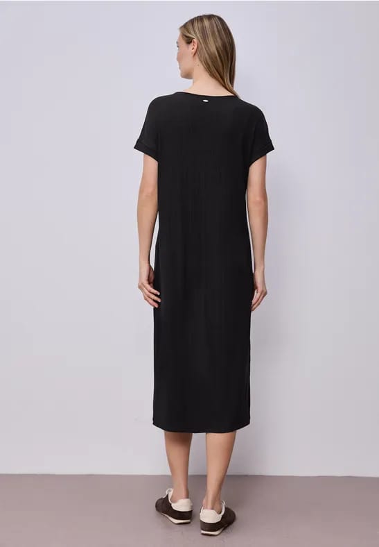 Midi-jurk van geribbelde jersey