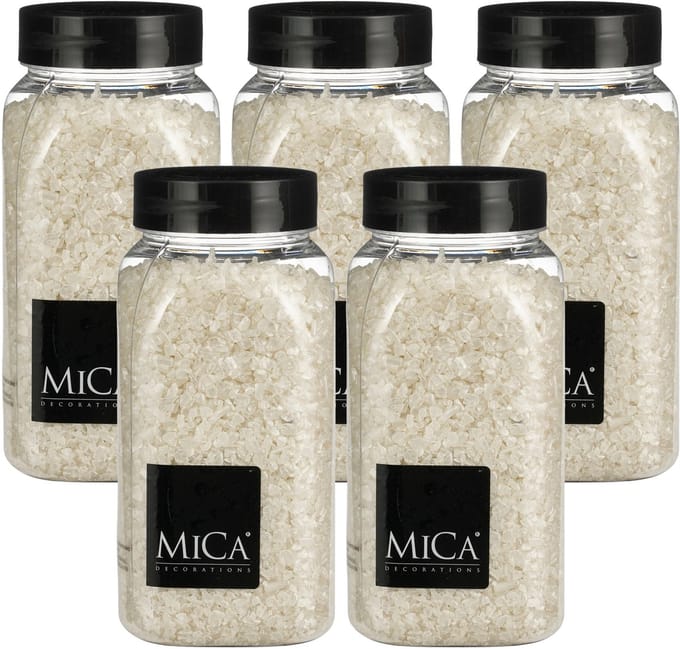 Mica Decorations decoratie steentjes / granulaat - 5x - 650 ml - 2-4 mm - mat wit - siergrind