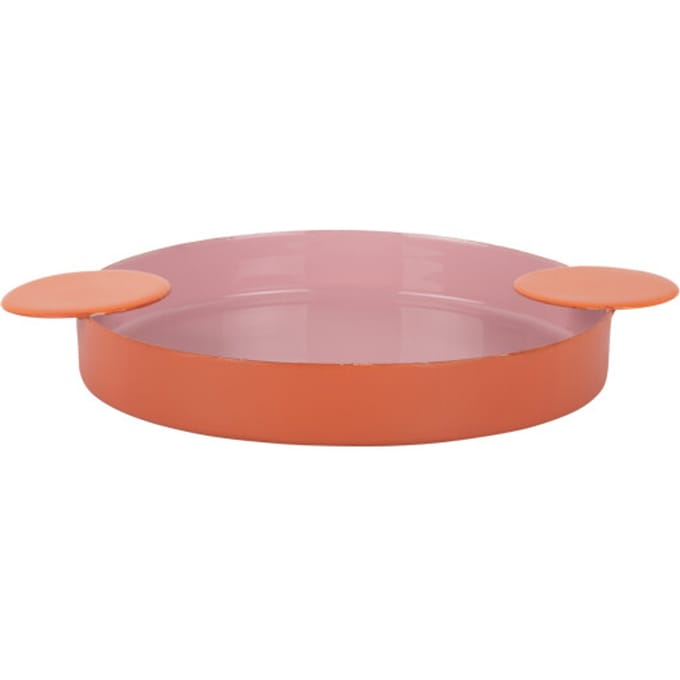 Present Time - Dienblad Double Funky Large - Soft pink & bright orange