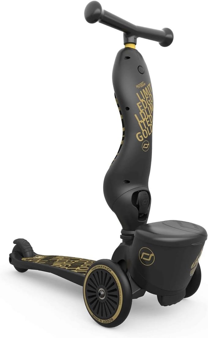 Kinderstep en loopfiets 2-in-1 Zwart en Goud
