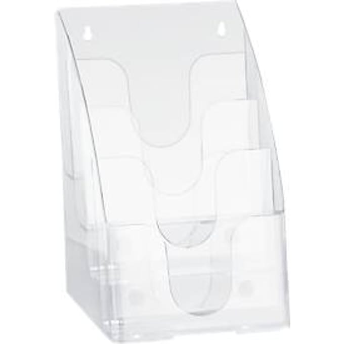 Folderhouder - kunstof - B 95 x D 100 x H 252 mm - 4 vakken voor A5 formaat - glashelder