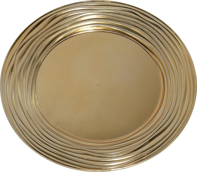 Gerimport Kaarsenbord/onderbord - rond - 33 cm - goud - 1x stuks - kunststof